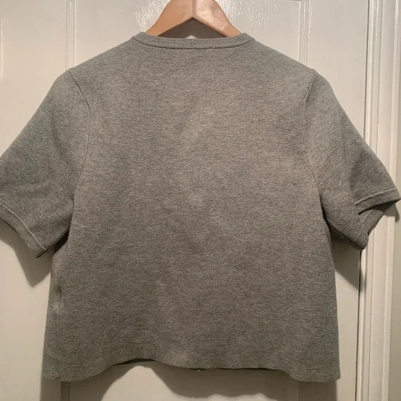 Abercrombie & Fitch Lux Soft Heavy Knit Gray Cardigan Jacket with Gold Buttons L - Picture 3 of 16